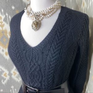 Ralph Lauren Jet Beaded Cashmere Cable Sweater